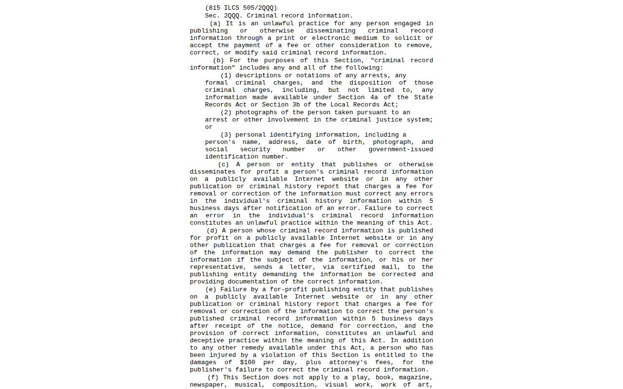 Illinois anti-pay-to-remove statute webpage